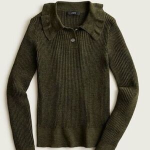 J.Crew Ruffle Collar Ribbed Sweater